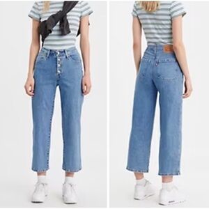 Levi’s mile high cropped wide leg button fly jeans size 27
